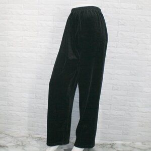VINTAGE RUSS WOMEN LIZ CLAIBORNE Pants Velour Loungewear Black Plus Size 14W